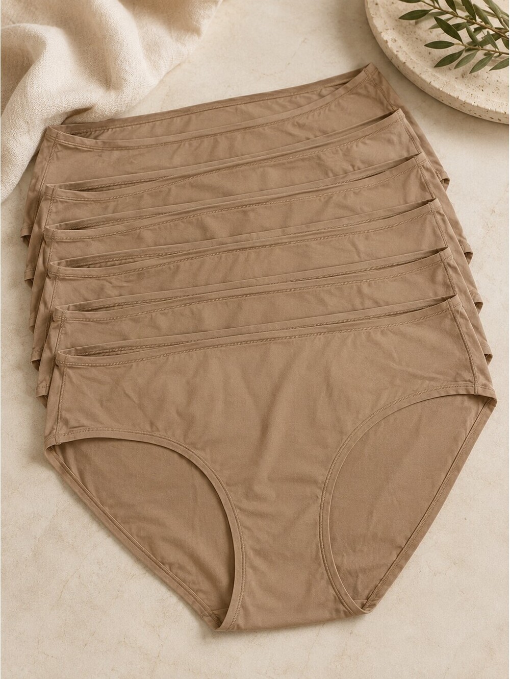 Quince Smoothing Comfort Bikini Underwear 6-Pack Beige L NWT Stretch